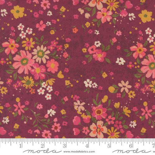 Sagewood Florals Rosemary Rose Wine - Moda Fabric 11951-20
