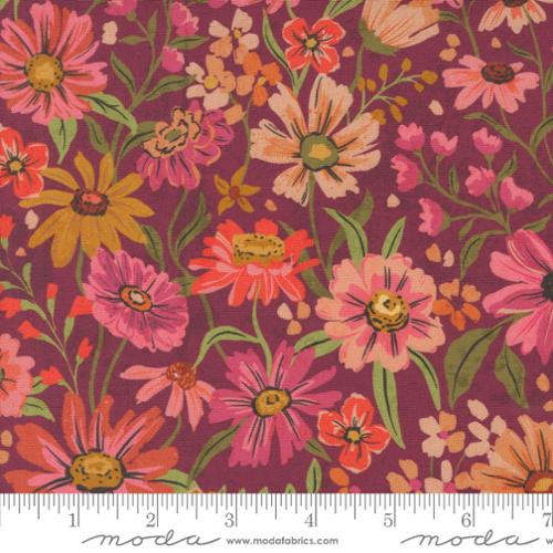 Sagewood Florals Summerfield Rose Wine - Moda Fabric 11950-20