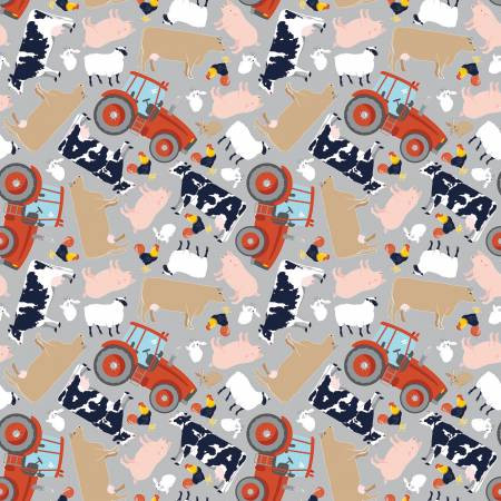 FFA Forever Blue 2 Animals Gray - Riley Blake Designs Fabric C15851R-GRAY