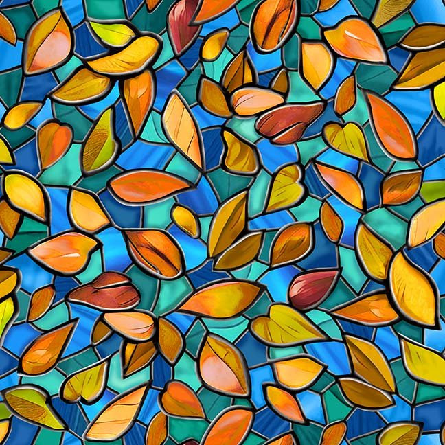 Tree of Life Blue Leaves - QT Fabric 30927-B
