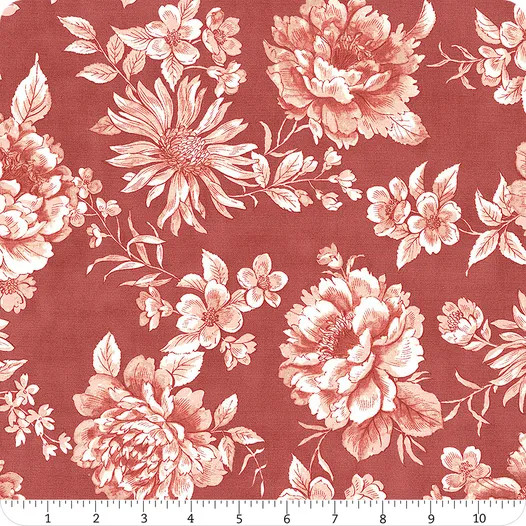 Sandalwood Camellia Florals Rosewood - 3 Sisters Fabric 44381-17