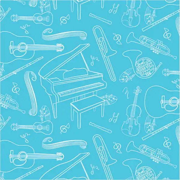 Making Music Music Etchings Blue - Benartex Fabric 14771-54 Premier Stitching