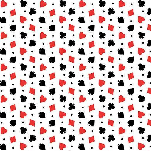 Let's Play Card Suits White - Benartex Fabric 14818-09 Premier Stitching
