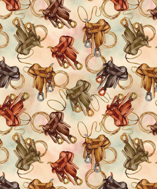 Gone Country Saddle Up Multi - Benartex Fabric 14796-99 Premier Stitching