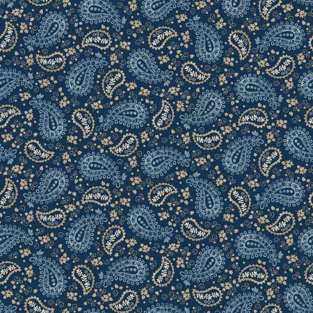 Western View Paisley Blue - Henry Glass Fabric 1596-77
