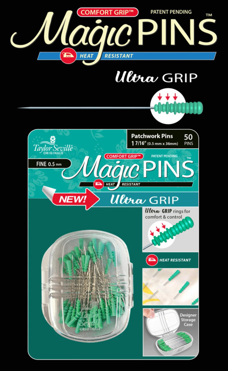 Magic Pins Fine Ultra Grip Patchwork Pins by Taylor Seville (Qty 50)