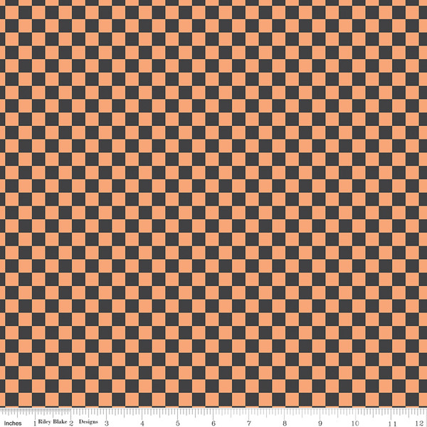 Hey Pumpkin Checks Charcoal - Riley Blake Designs Fabric C16036-CHARCOAL