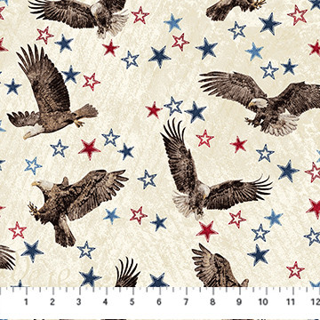 Stars and Stripes 13 - Stonehenge Eagles Beige Multi - Northcott Fabric 27881-12