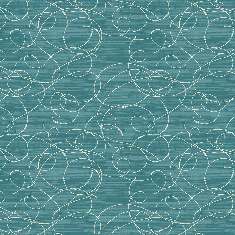 Modern Vintage Etched Glass Dark Teal - Benartex Fabric 16600-85