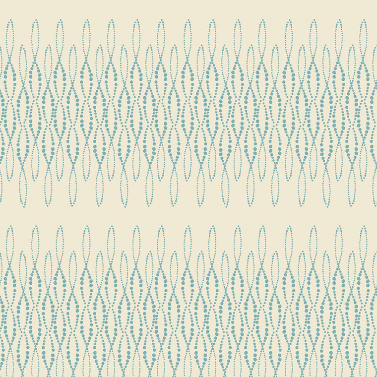 Modern Vintage Loopy Lace Aqua/Natural - Benartex Fabric 16596-83