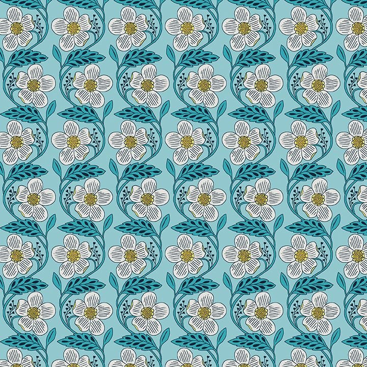 Blooming Color 2 Dora Turquoise - Benartex Fabric 16449-84