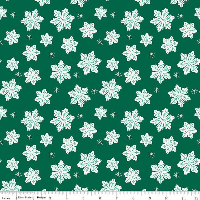 Flannel Snowflakes Green - Riley Blake Designs Fabrics F16524-GREEN
