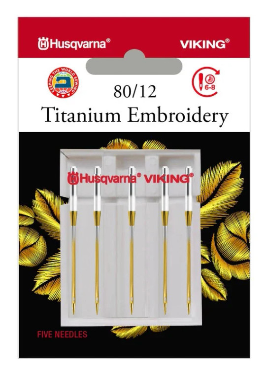 Husqvarna HV TITANIUM EMBROIDERY NEEDLE SIZE 80/12, 5-PACK #920541096