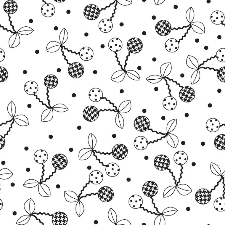 Maywood Studio Fabric - Kimberbell Basics - Black Cheerful Cherries #MAS8245-J