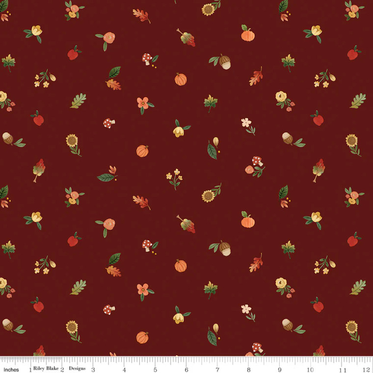 Riley Blake Designs Fabric - Happy Fall Days - Fall Things Maroon #c16345-maroon