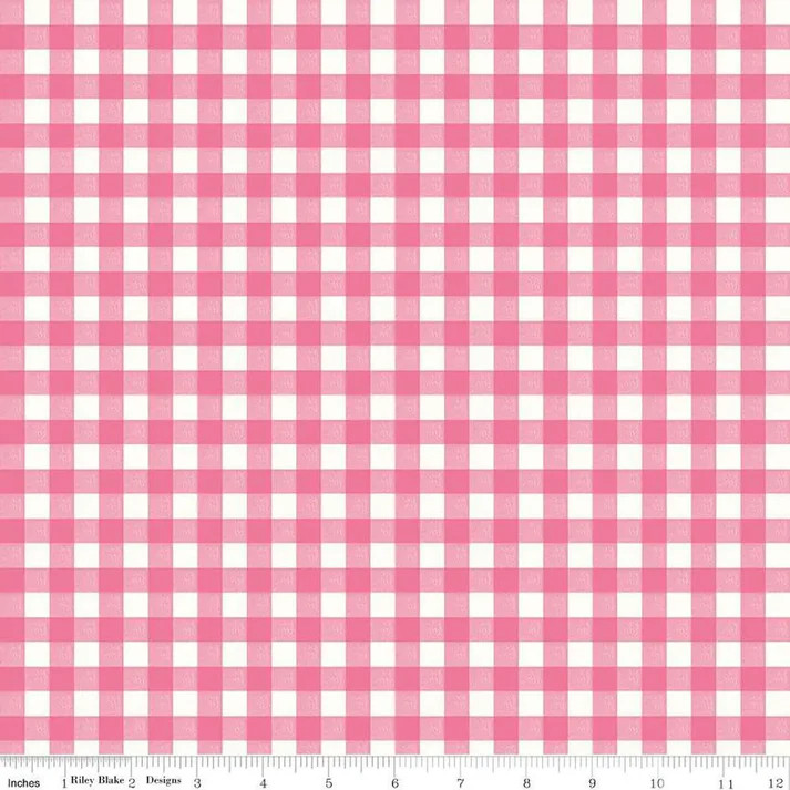 Riley Blake Designs Fabric - Bluegrass Charm - Gingham Pink #c16396-pink