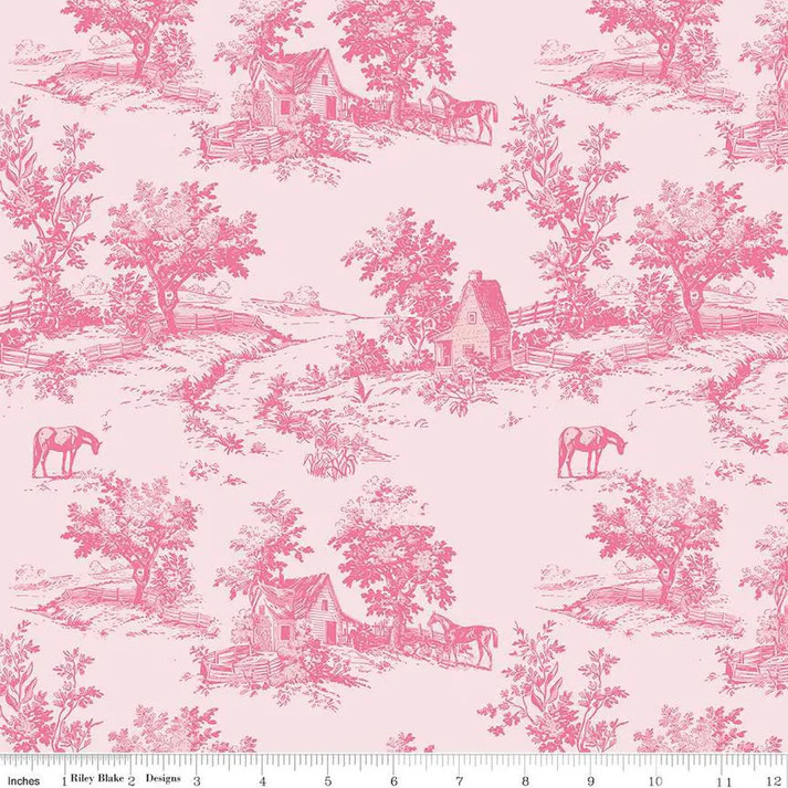 Riley Blake Designs Fabric - Bluegrass Charm - Toile Pink #c16392-pink