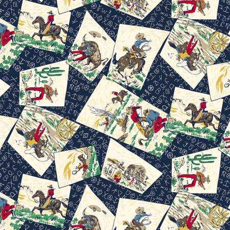 Michael Miller Fabric - Buckaroo - Navy Ranchers #dcx12432-navy Premier Stitching
