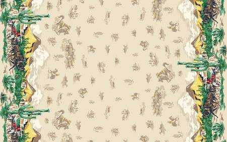 Michael Miller Fabric - Buckaroo - Tan Buckaroo Border #dcx12439-tanx Premier Stitching