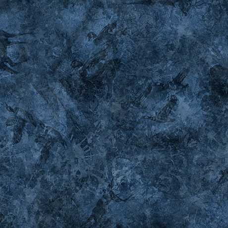 QT Fabric - Forest, Field And Stream - Wildlife Tonal Ocean #31411-b Premier Stitching