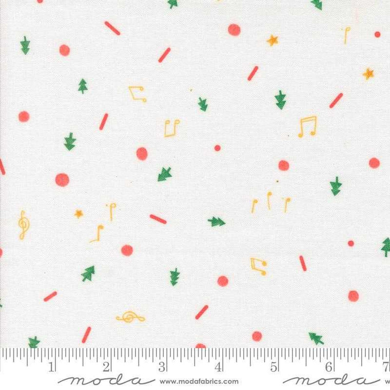 Moda Fabric - Tiny Christmas - Dot Tree Music Notes Snow #37137-11 Premier Stitching