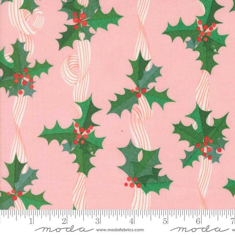 Moda Fabric - Tiny Christmas - Holly Stripes Cotton Candy #37133-15 Premier Stitching