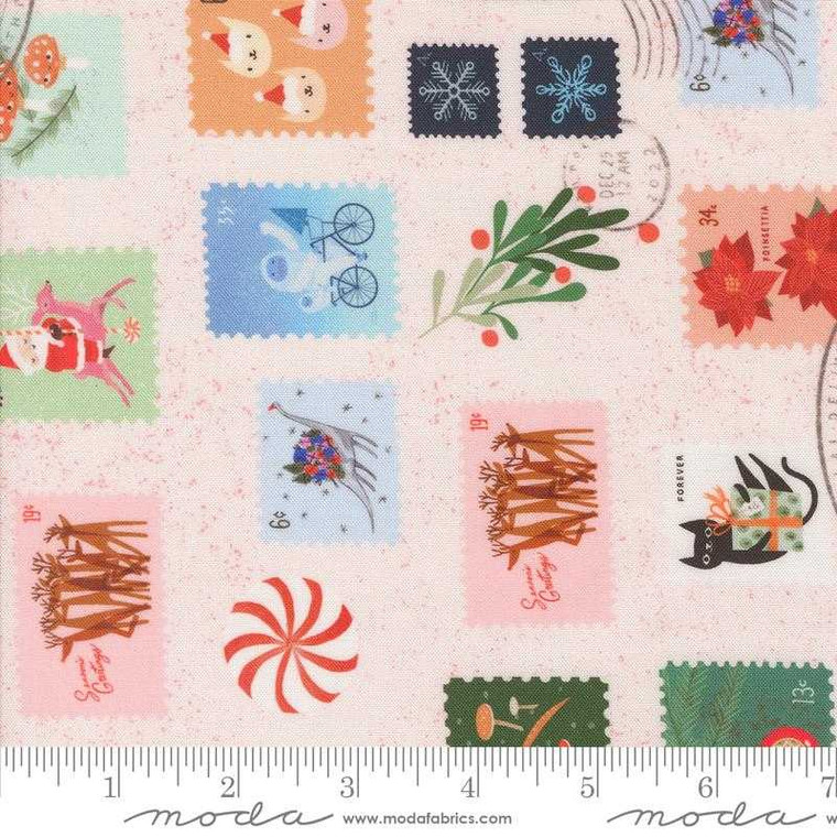 Moda Fabric - Tiny Christmas - Stamps Novelty Snow #37132-11 Premier Stitching