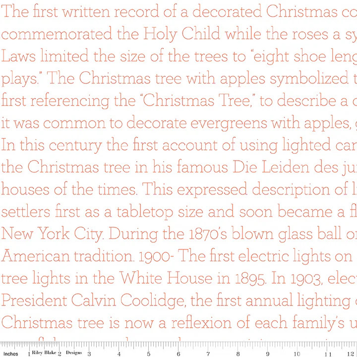 Riley Blake Designs Fabric - Classic Christmas - History of the Tree Text Red #c16291-red