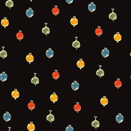 Riley Blake Designs Fabric - Classic Christmas - Christmas Ornaments Black #c16288-black