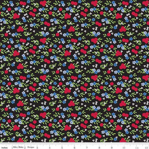 Riley Blake Designs -  Cloudburst - Floral Black #c16184-black