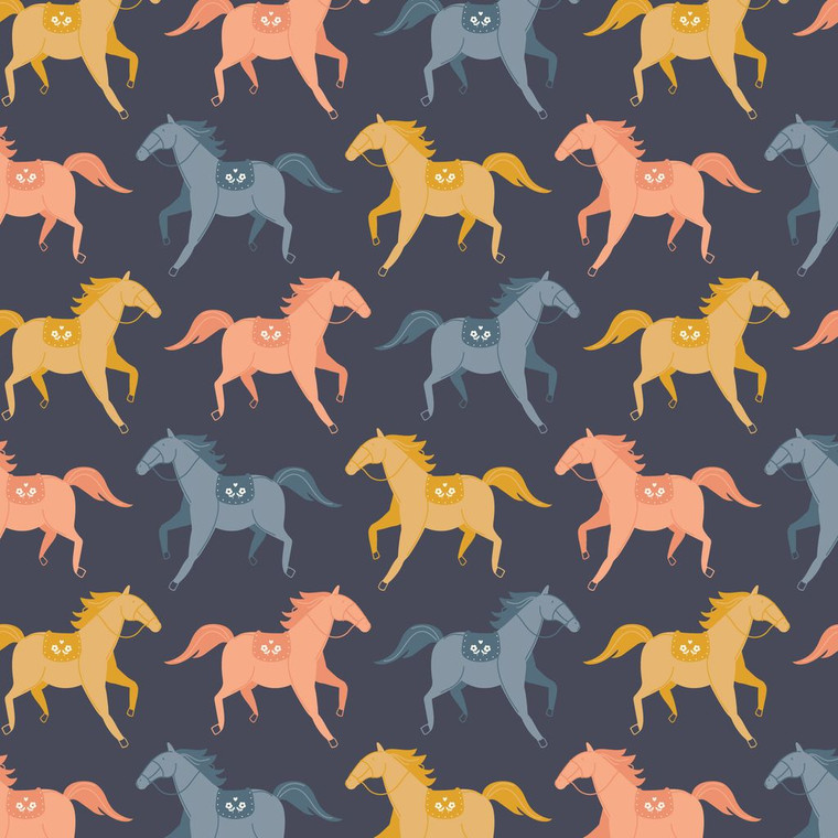 Cloud9 Fabrics - Petals & Pony Luck - Canter Navy Organic Cotton #228232-x