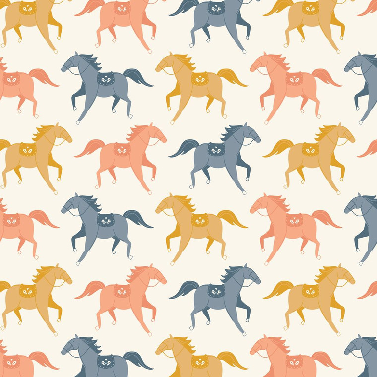 Cloud9, Fabrics, Petals & Pony, Luck, Canter, Navy, Organic, Cotton, 228232-x