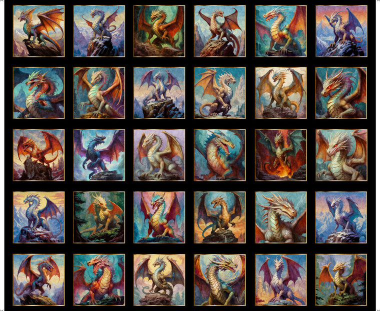 QT Fabrics - Dragon's Song - Dragon Blocks #31150-j