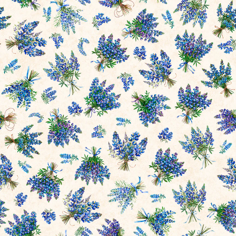 QT Fabrics - Grab Bag Season 3 - Bluebonnet Bouquets Cream #31455-e