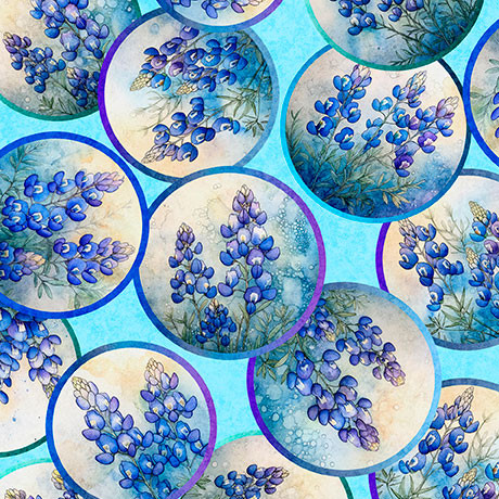 QT Fabrics - Grab Bag Season 3 - Bluebonnet Vignettes Blue #31457-b