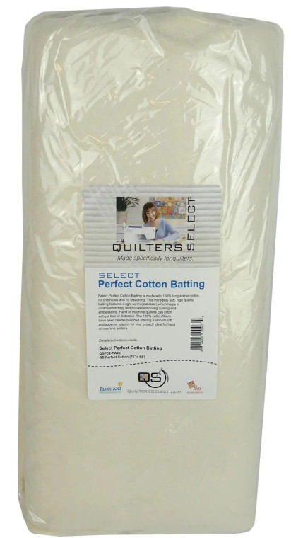 Quilters Select Perfect Cotton Batting 76"x93" Twin Size 100% Cotton (qltslt-qspc2-twin)