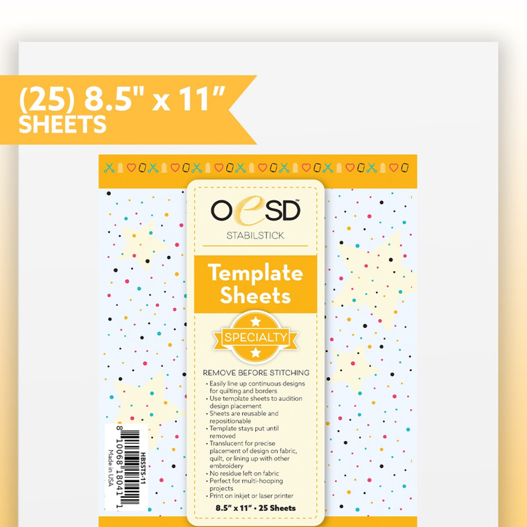 OESD StabilStick Template Sheets 8.5" x 11"
