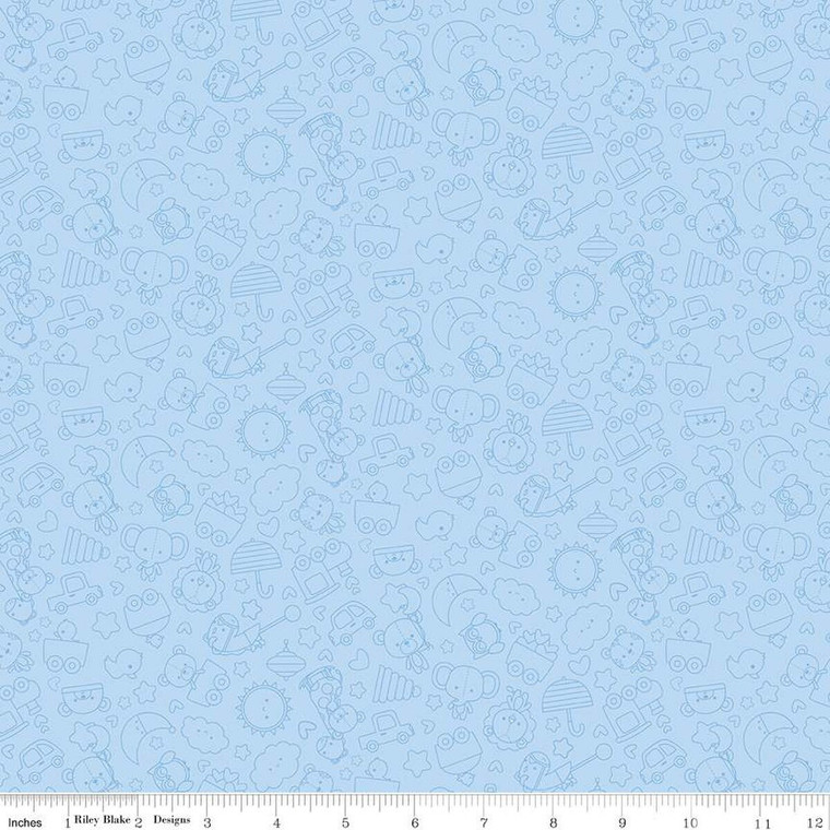 Riley Blake Designs - Special Delivery - Tonal Blue Flannel  #f16784-blue
