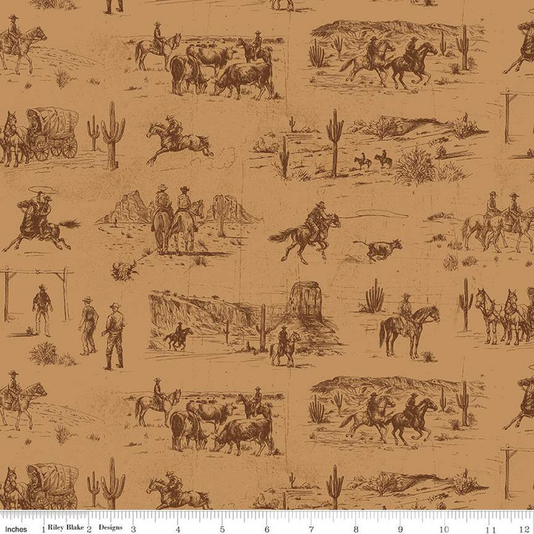 Riley Blake Designs - John Wayne American West - Main Tan #c16620-tan