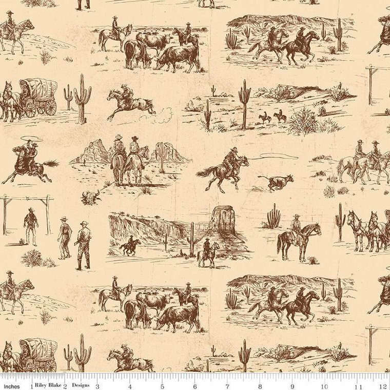 Riley Blake Designs - John Wayne American West - Main Cream #c16620-cream