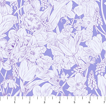 Figo Fabrics - Rosa - White Flowers On Purple #91151-80
