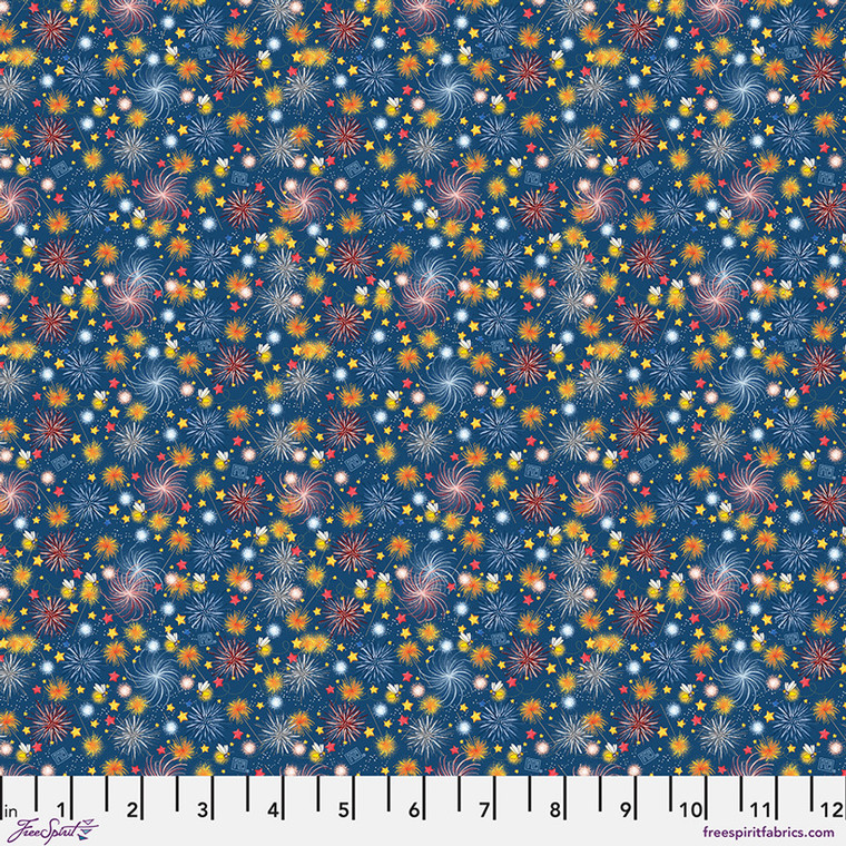 Free Spirit Fabric - Happy Birthday America - America's Birthday Fireworks - Navy #pwmy028-navy
