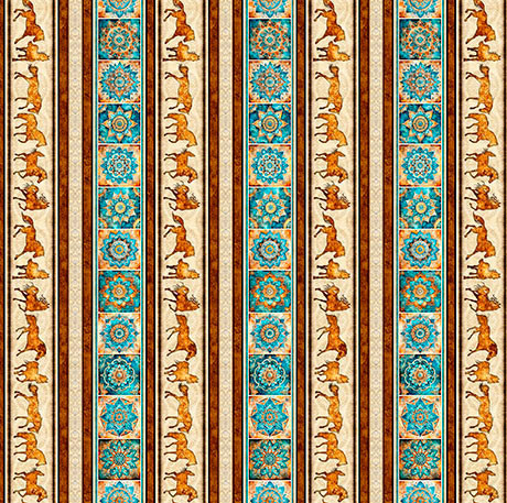 QT Fabrics - Born To Run - Horse & Mandalas - Border Stripe #31477-x