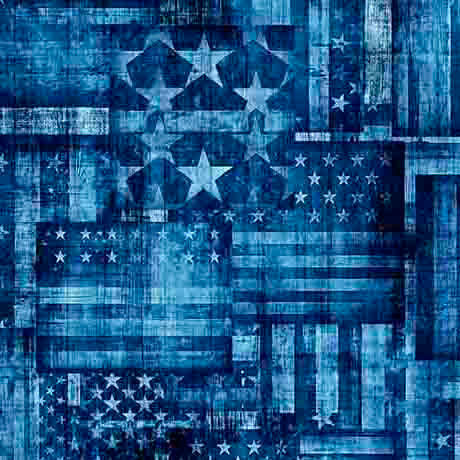 QT Fabrics - 1776 - Flag Patchwork - Blue #31663-b