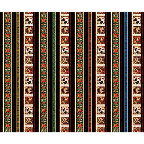 QT Fabrics - Rule The Roost - Rooster Border Stripe #31502-x