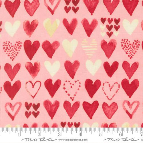 Moda Fabrics - Darling Peony - Hearts Watercolor - Cotton Candy #48793-13