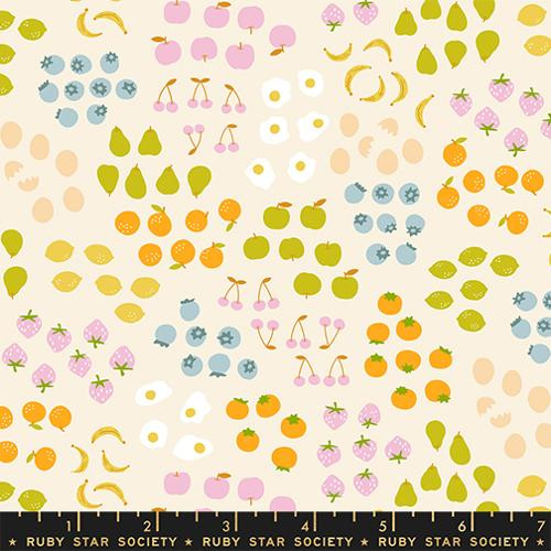 Ruby Star Society Fabric - Egg and Friends - Breakfast Food - Natural #rs3093-11