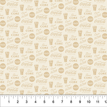 Northcott Fabrics - Coca-Cola - Glasses - Tan #cc1007-30