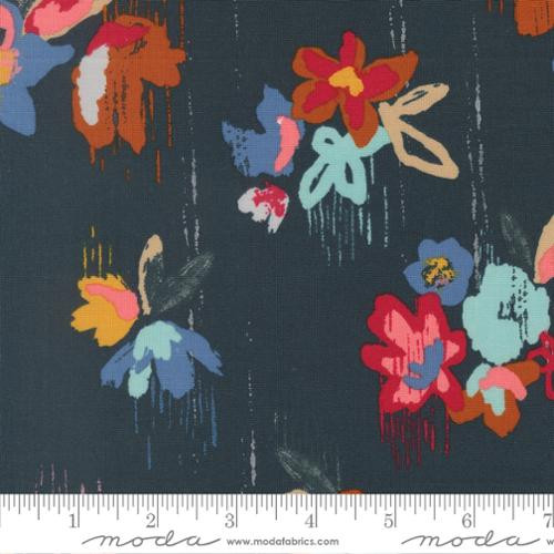 Moda Fabrics - Boho Haven - Brush Stroke Floral - Deep Sea #45640-18