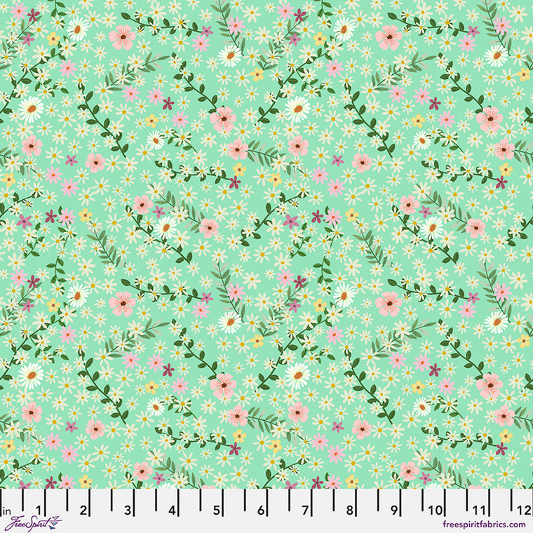 Free Spirit Fabrics - Floral Fiesta - Happy Petals - Mint #pwmc106-xmint